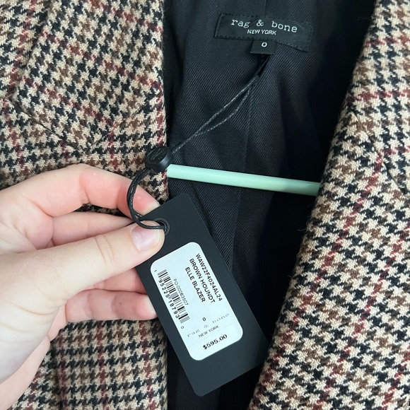 NWT Rag & Bone - Elle Slim Fit wool Blazer in Brown Houndstooth - Picture 5 of 7